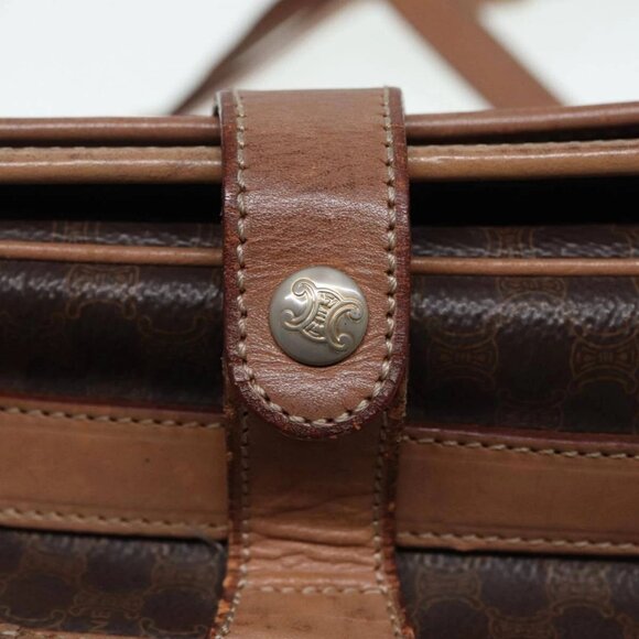 CELINE Macadam Canvas Shoulder Bag PVC Leather Brown Gold Auth - Picture 11 of 16